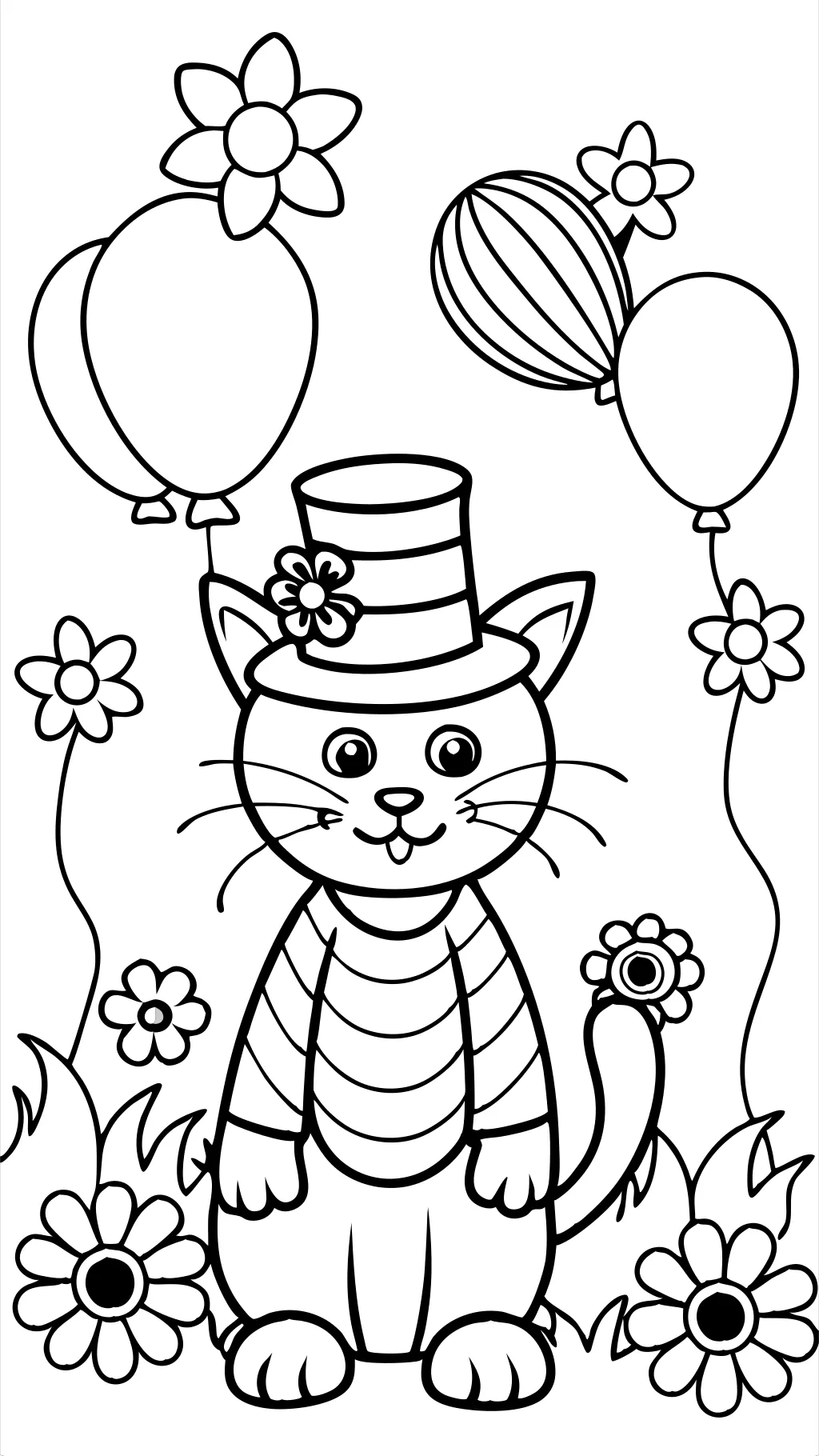 les pages à colorier du chat et du chapeau